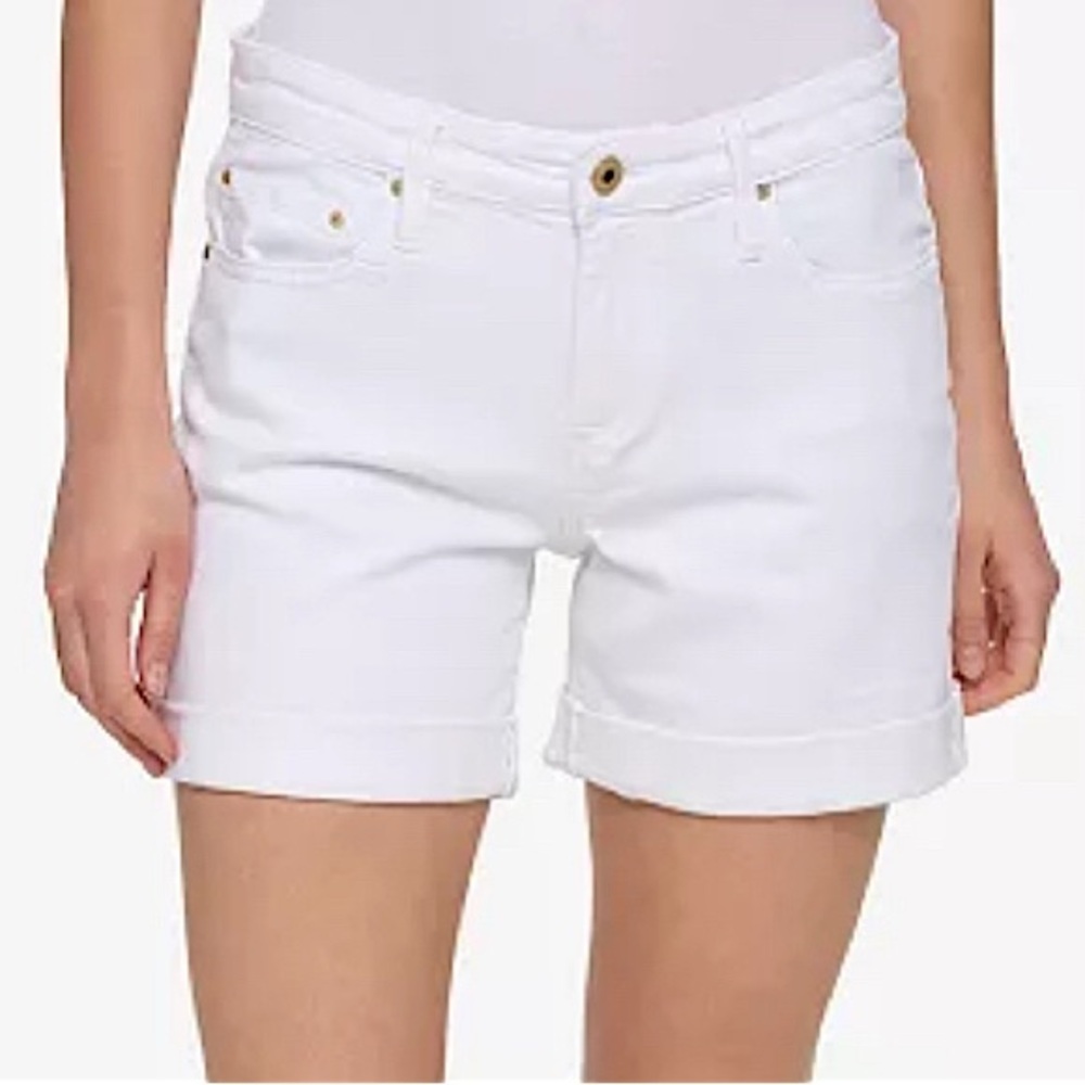 Tommy Hilfiger White TH Flex Cuffed Denim Shorts 6